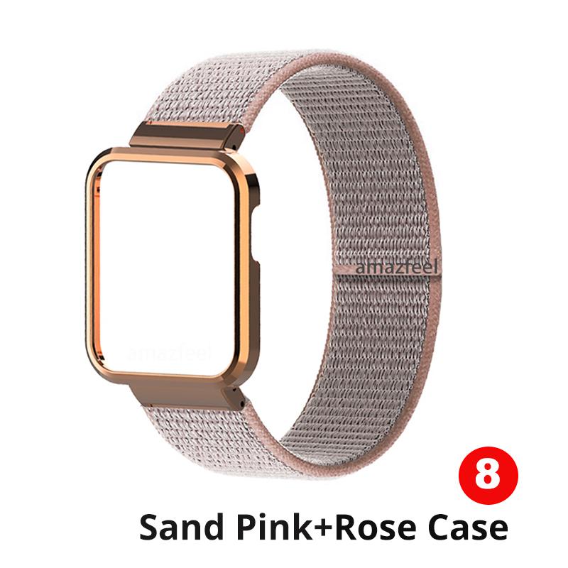 Nylon Armbänder Für Xiaomi Mi Uhr Lite Fall Strap Metall Protector Für Redmi Uhr 2 Lite / Mi Uhr Lite stoßstange Correa Band For Mi Watch Lite rosa