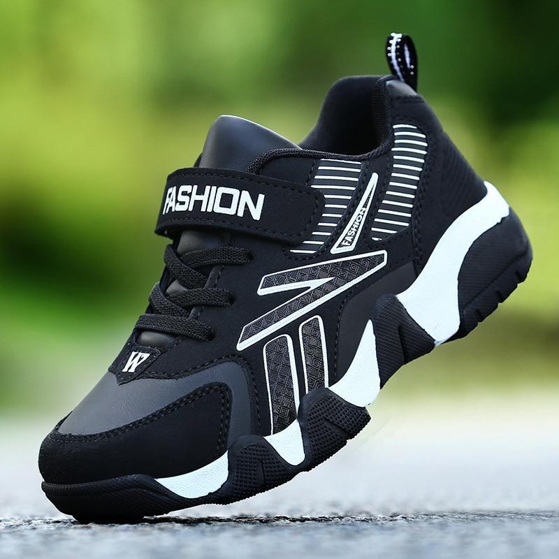 Sport Kinder Turnschuhe Jungen Casual Schuhe für Kinder Turnschuhe Mädchen Schuhe Leder Anti-rutschig Mode Tenis Infantil Menino Mesh 32 schwarz/weiß