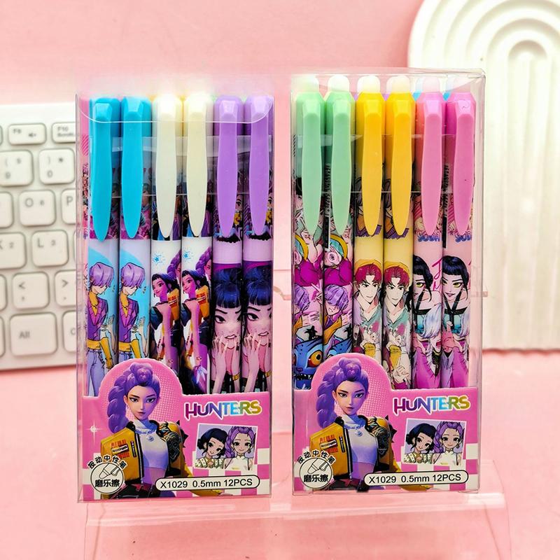 Kpop Dämonenjäger Hitzebeständige Stifte Kawaii Rumi Mira Zoey Stift Markierstifte Schüler Schulbedarf Schwarz 0,5 mm Kinder Geschenk blau