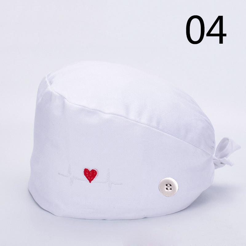 38 Styles Arzt Krankenschwester Hut Lässige Unisex Knopf Arbeitsmütze Hut Kappe Mode Bedruckte Staubdichte Mütze white