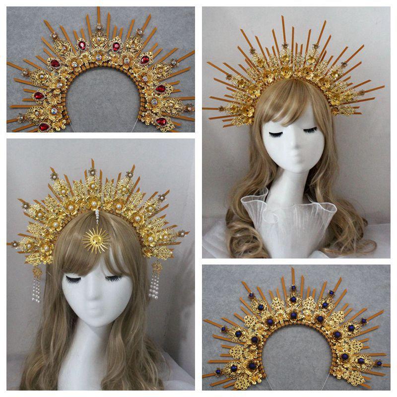 Lolita Heiligenschein Engel Stirnband Materialpaket Handgefertigt Kirche Sonnenkrone Übertrieben Foto Foto Kopfschmuck Accessoires brown