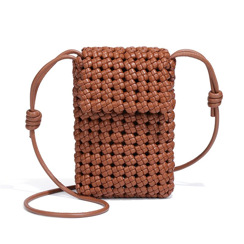 Modische gewebte Handytasche, leicht und vielseitig, durchbrochene kleine Umhängetasche, vielseitige Crossbody-Damentasche