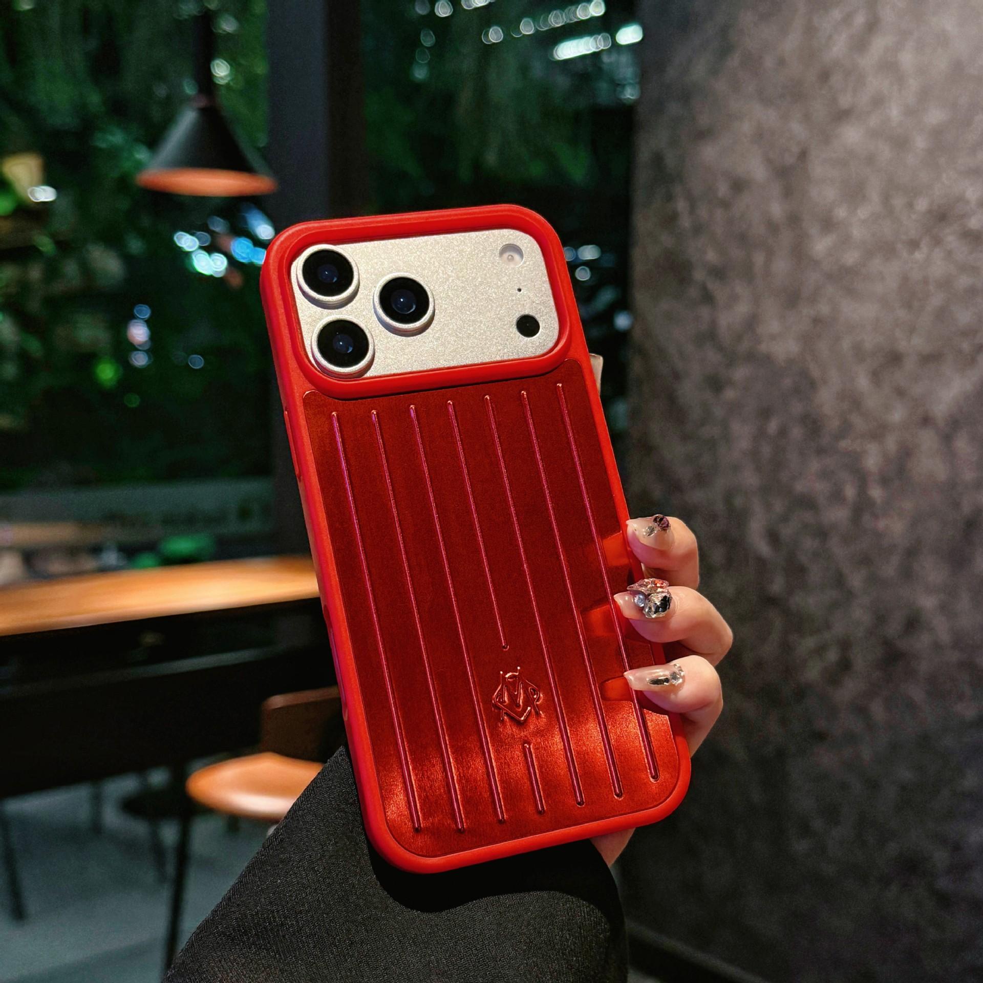 Anwendbar für iPhone17 Handyhülle Rimowa Aluminium-Magnesium-Legierung schlicht und fortschrittlich Apple 16promax Schutzhülle iPhone16Pro rot