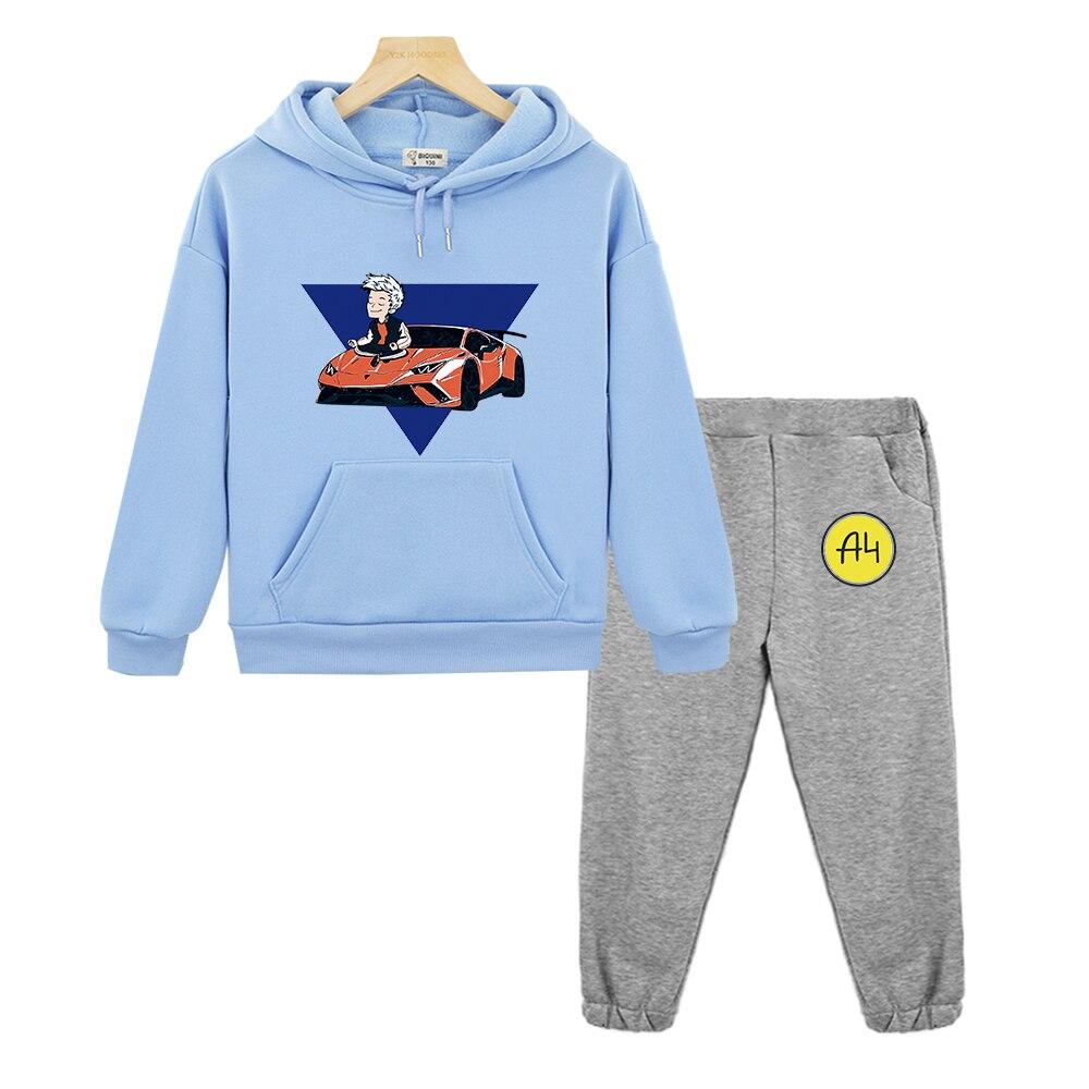 Merch a4 Hoodies Kinderbekleidung Top Hosenanzug Herbst Jungen Mädchen Sweatshirt Tops Merch A4 Lässige Babykleidung Kinder Set 120 white