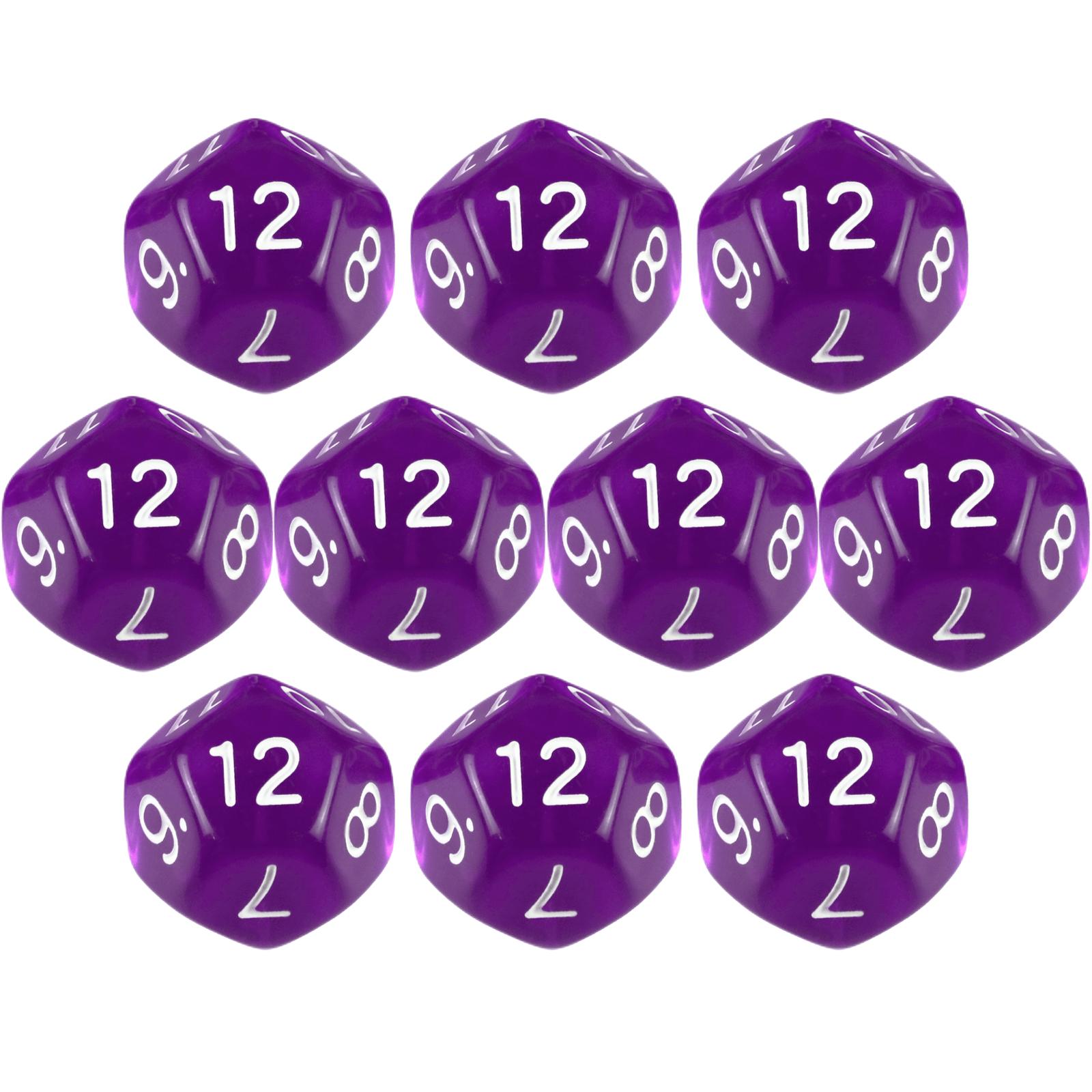Premium DND Würfelset D12 für Brettspiele und RPG mit lebendigen Farben, 10 Stück 12-seitige Unterhaltungs-Tischspielwürfel violett