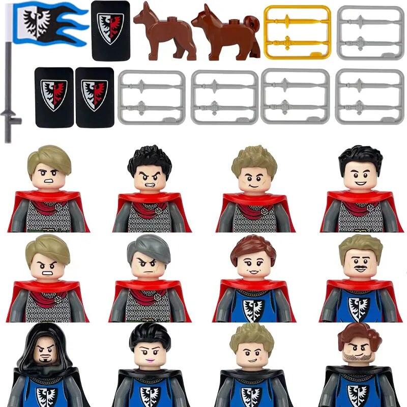 Mittelalterliche Burgritterfiguren, altägyptischer nubischer Soldat, Baustein, Waffe, Ziegel, Sammlung, Spielzeug, Weihnachtsgeschenke für Kinder
