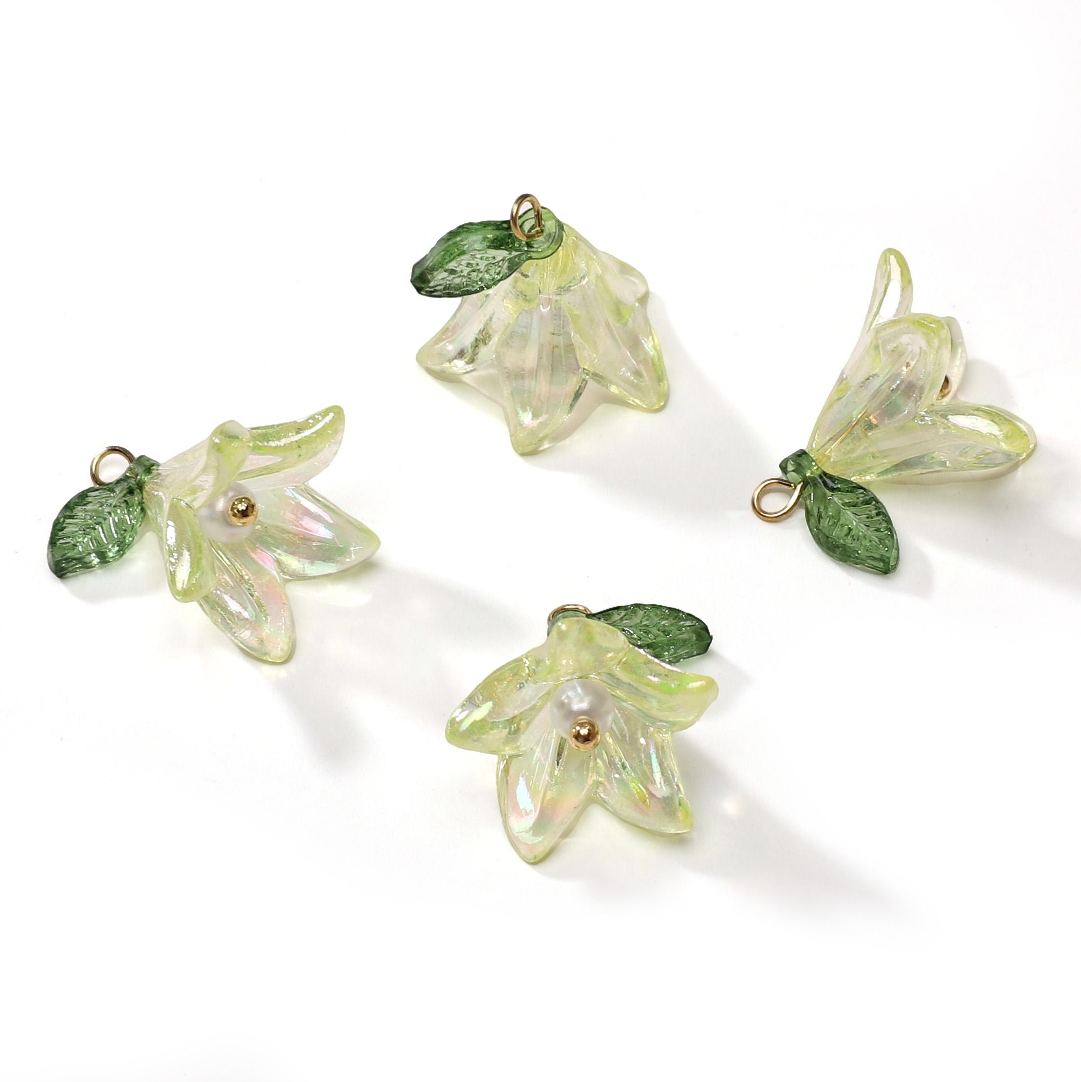 2/10 Stück Lilienanhänger Perle Acrylperlen Für DIY Halskette Armband Ohrringe Schmuckherstellung Bastelzubehör 2pcs gelb