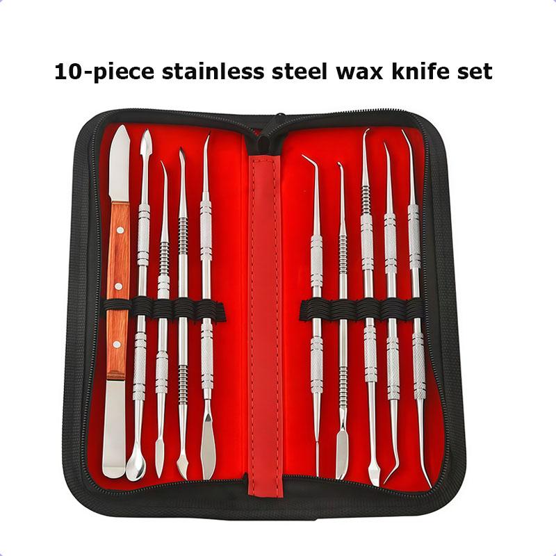 10 Stück/1 Set Zahntechniker Wachsmodellier-Messerset, Zahnersatz-Studentenwerkzeugsatz, Wachsmodellierer, Dentalinstrumente red