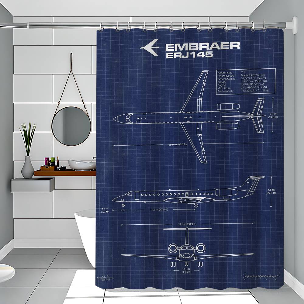 Air Force Flugzeug Airbus Patentdrucke Flugzeug 1 Stück Bedruckter Duschvorhang Wasserdicht Waschbar Mit 12 Haken Badezimmer Dusche Zuhause 150x180 cm