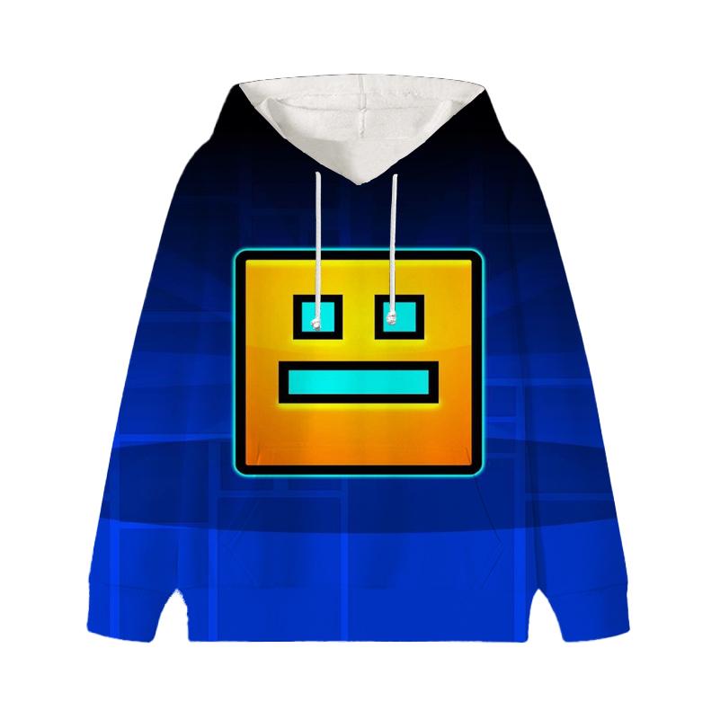 Angry Geometry Dash Hoodie Kinderkleidung Kind Mädchen Jungen Sweatshirt Manga Hoody Baby Casual Pullover Sportbekleidung 120 saure grüne