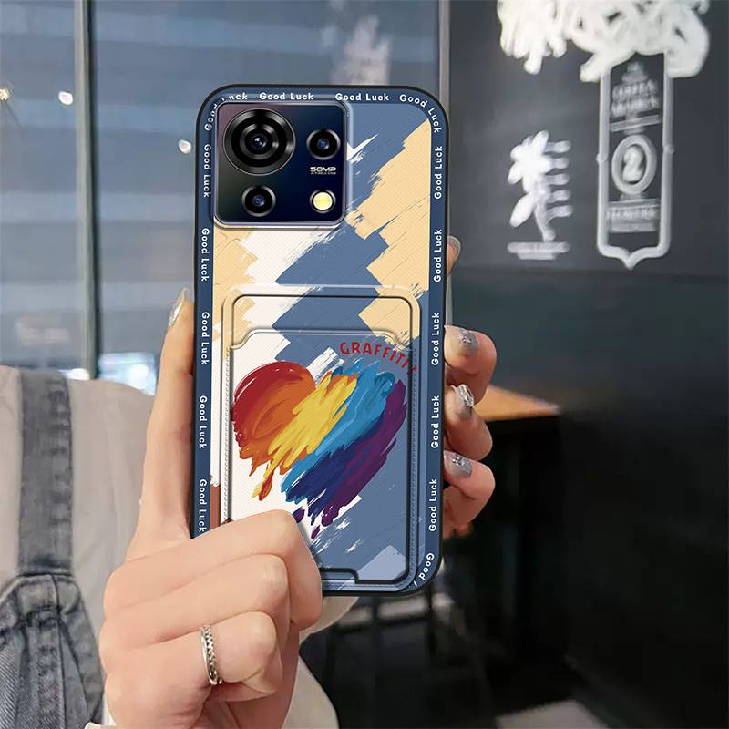 Wasserdichte Robuste Handyhülle Für ZTE Blade V50 Vita Silikon Weiche Hülle Staubdicht Kartenfach Vollständiger Schutz Cartoon TPU Niedlich ZTE Blade V50 Vita