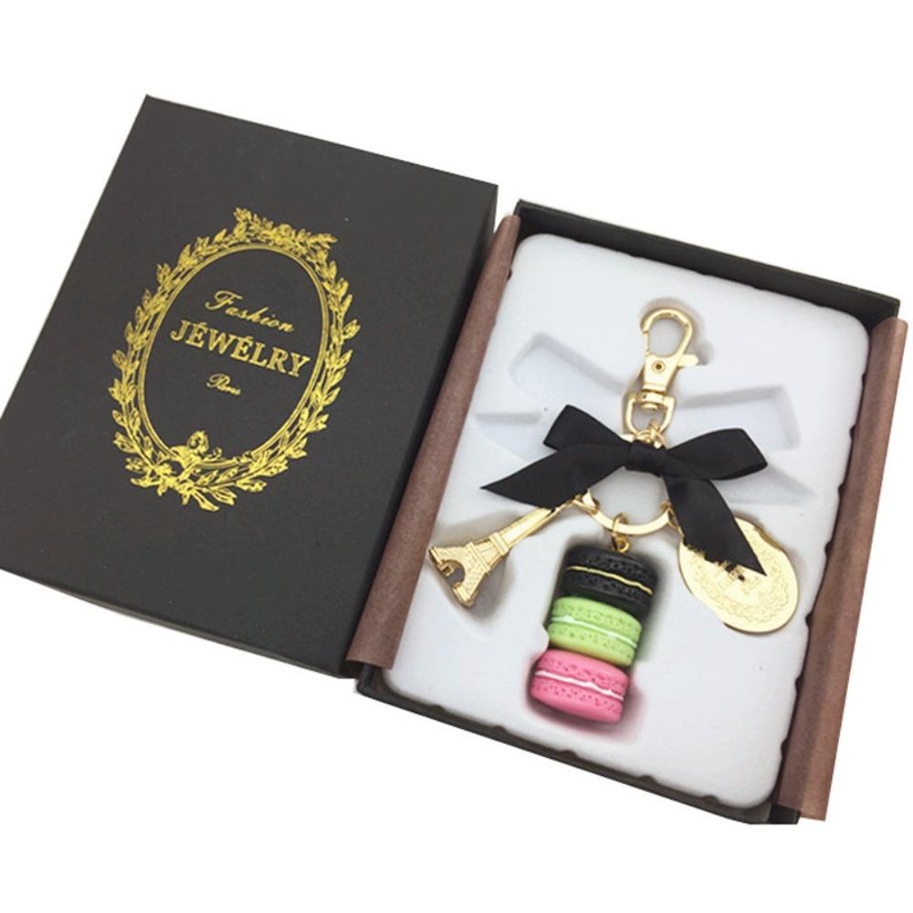 Zink Zinklegierung Schleife Macaron Kuchen Anhänger Tasche Schlüsselanhänger Macaron Schlüsselanhänger Eiffelturm Schlüsselanhänger Damen Mädchen schwarz