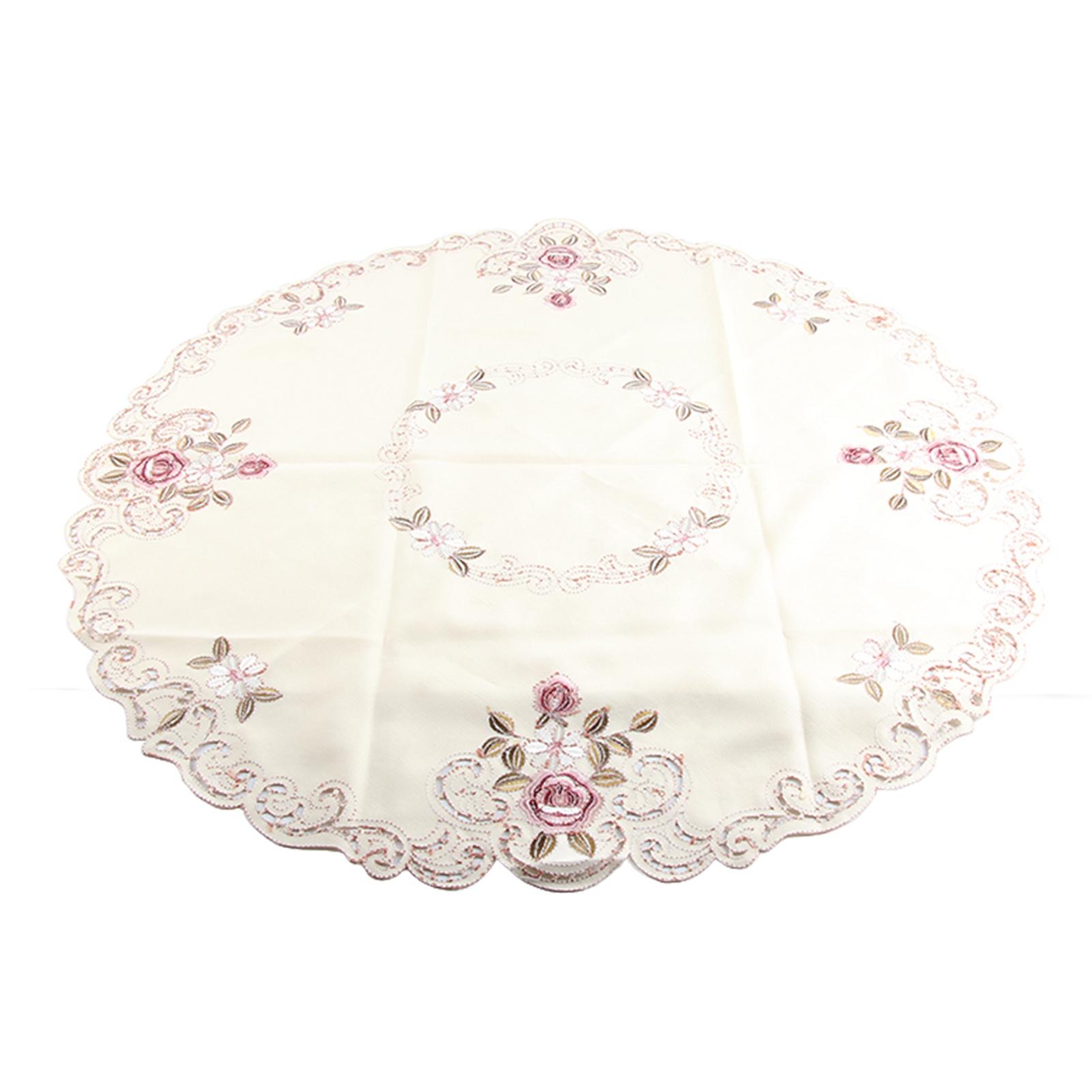 Runder Roter Floraler Blumenbestickter Tischläufer Tischdecke Cutwork Tisch Party Deko 85cm