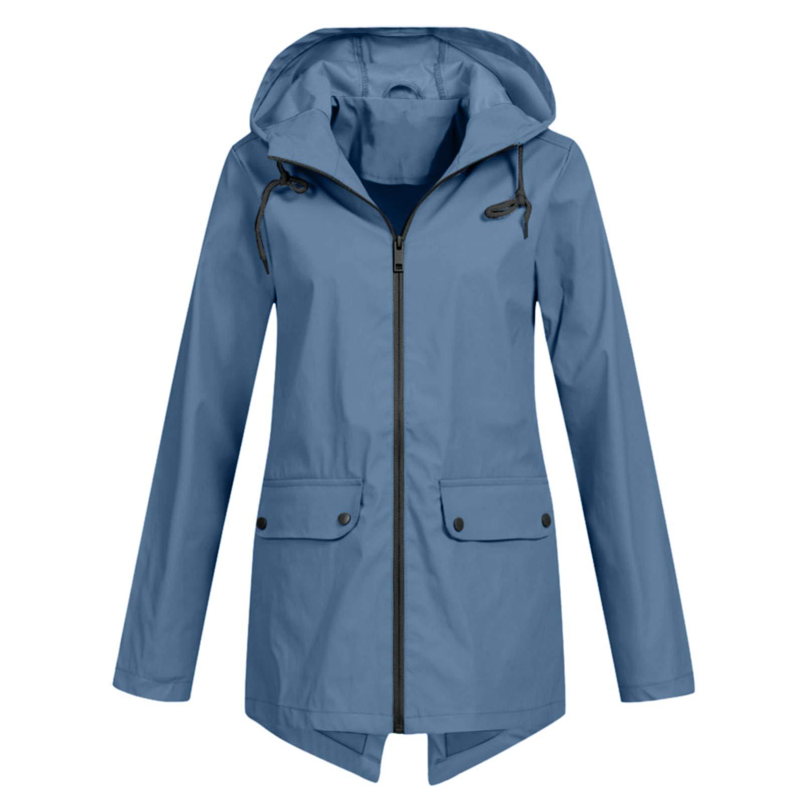 NEU Damen Wasserdichter Regenmantel Damen Outdoor Wind Regen Waldjacke Mantel XL blau