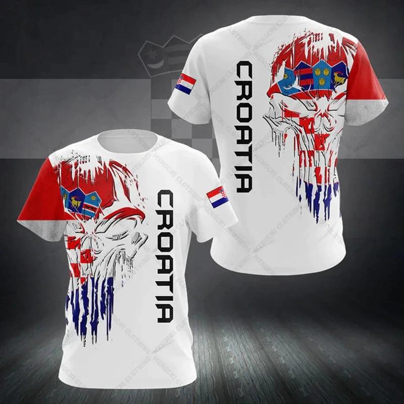 Kroatien Kroatisch Hrvatska MMA Kickboxen UFC Muay Thai T-Shirt Grafik Retro Vintage 3D Druck Männer Frauen Unisex Kurzarm Rundhals L