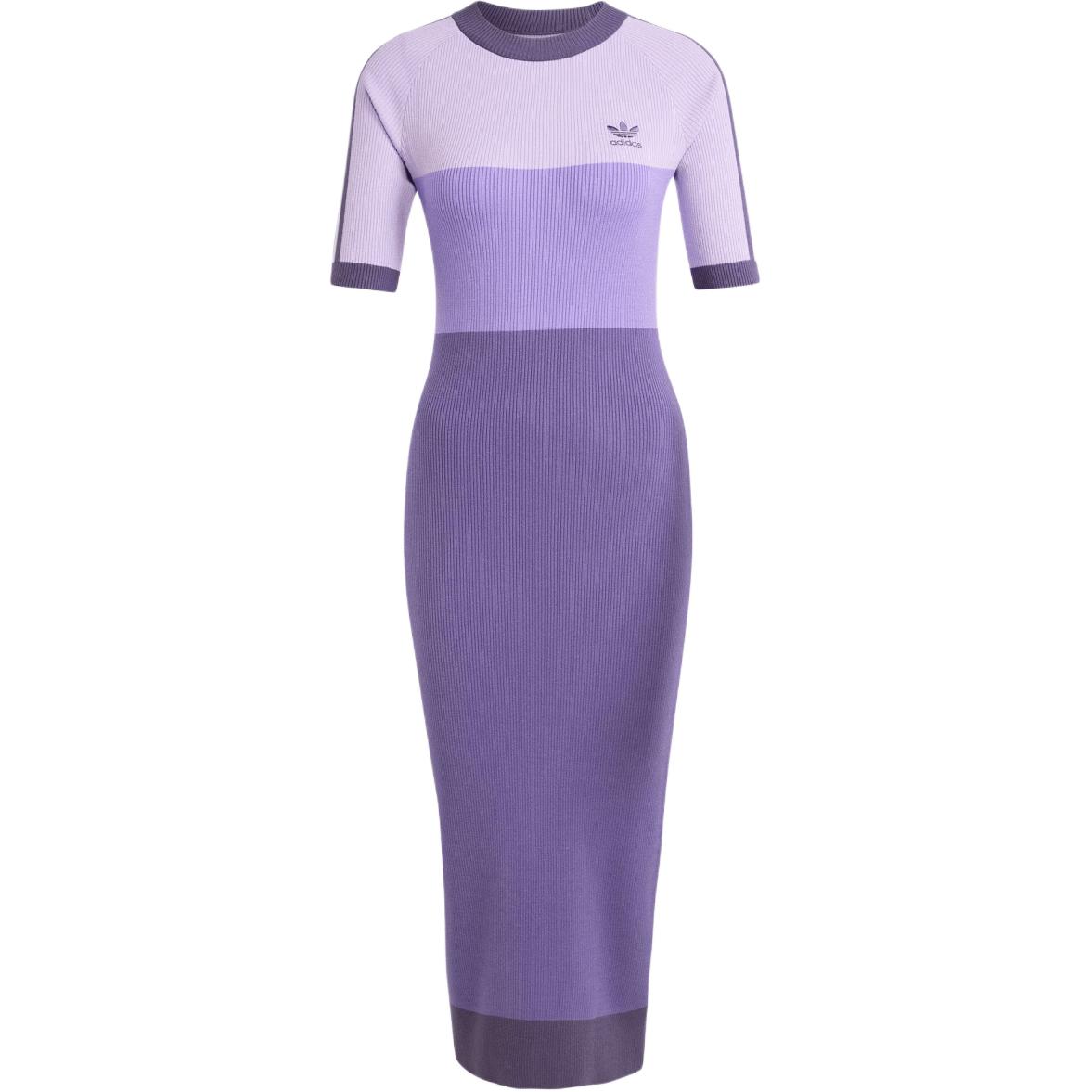 Adidas Originals Ksenia Schnaider Ss24 Mode Sportlich Slim Fit Kurzarmkleid Damen Kleider Pink Lila IZ0723 XS