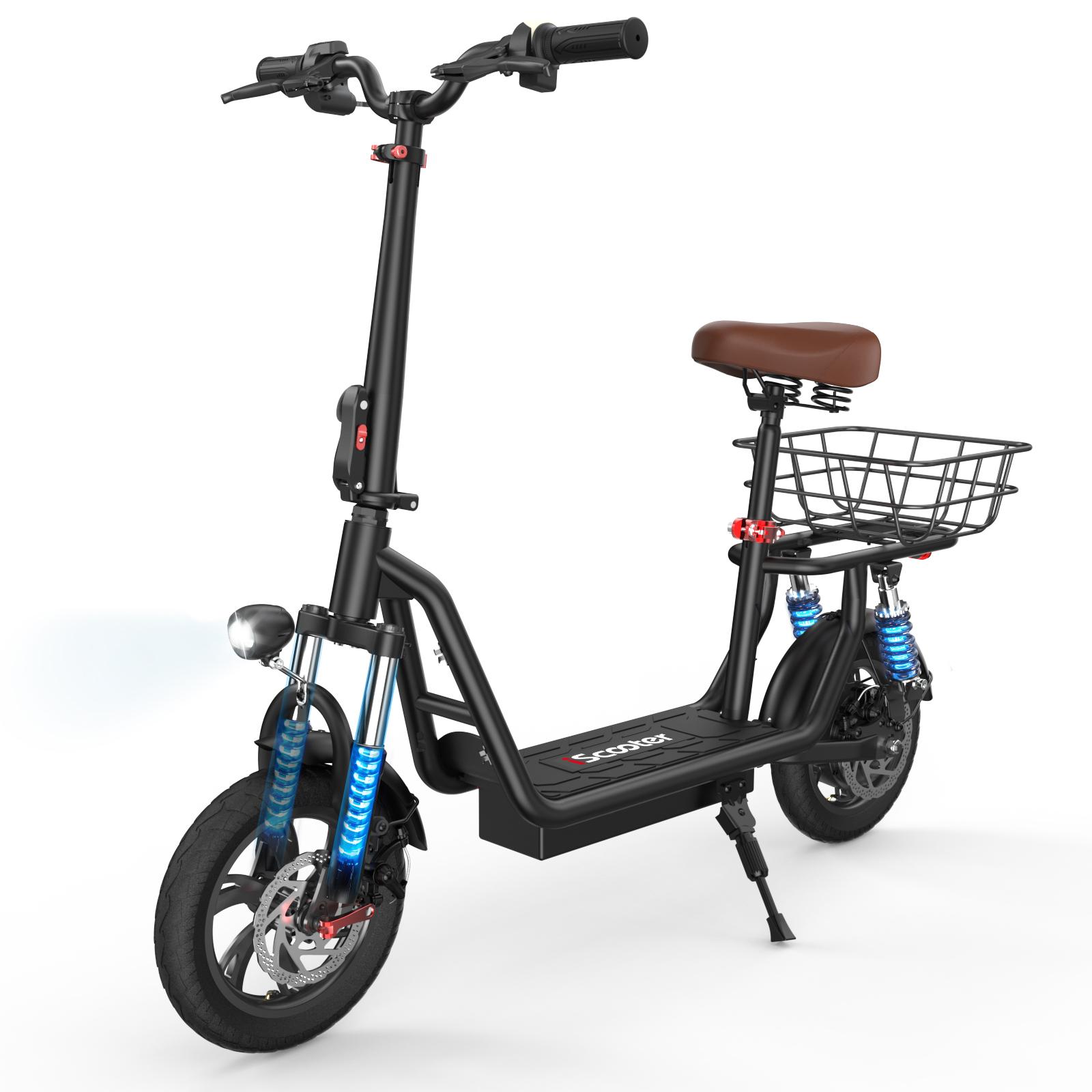 iScooter i12 City Commuting Elektroroller 500W Motor 36V7.5Ah Akku 12 Zoll Straßenreifen E-Scooter Outdoor Fahren EScooter Mit Hinterkorb