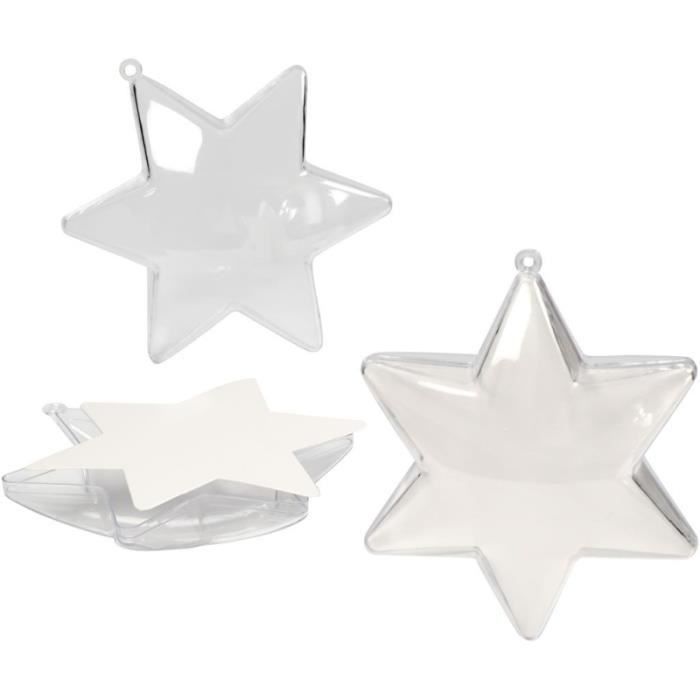 Partydeko - Weihnachtskugel - Stern zum Dekorieren - 10 cm - 5 Stück transparent