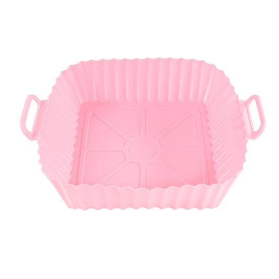 Air Fryer Einlagen Silikon Backblech Wiederverwendbarer Airfryer Korb Air Fryer Kochmatte Antihaft Pizzaform Backofen Küchenzubehör rosa