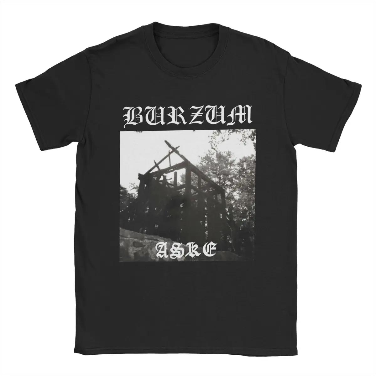 Burzum Aske T-Shirts Herren Reine Baumwolle Vintage T-Shirts O-Ausschnitt T-Shirt Kurzarm Tops Sommer M schwarz