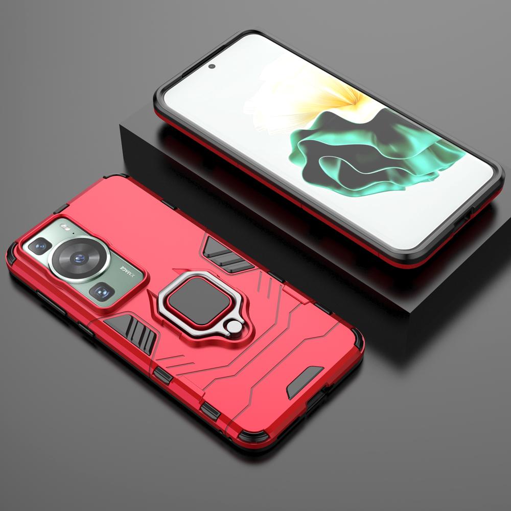 KEYSION stoßfeste Rüstungshülle für Huawei P60 Pro P60 Art Silikon + PC-Ringständer Handyhülle für Huawei Nova 11 Pro 11i 10 SE for Huawei Nova10 SE rot