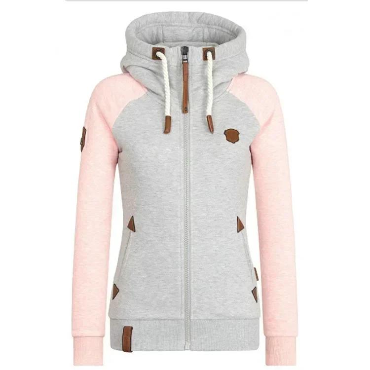 Damen Casual Hoodies Jacke Reißverschluss Mischfarben Damen Mäntel Tops Casual Sweatshirt Hoodies Große Größe Damen Kleidung XXXXXL rosa