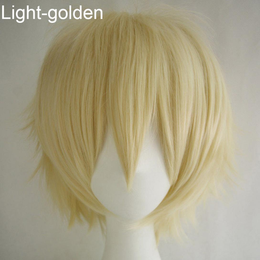 Orion Männer Frauen Multi-Color Kurze Gerade Haarteil Volle Perücke für Anime Party Cosplay One Size goldgelb