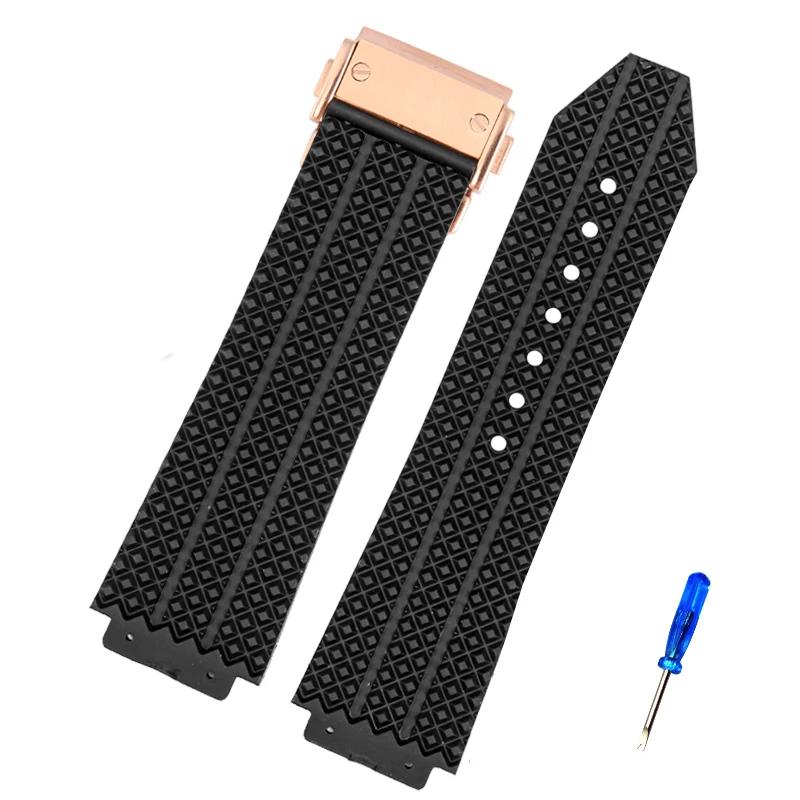 Armband Für HUBLOT BIG BANG Silikon 26mm*19mm 25mm*17mm Wasserdicht Herren Armband Kette Uhr Gummi Armband Kette 26-19mm black