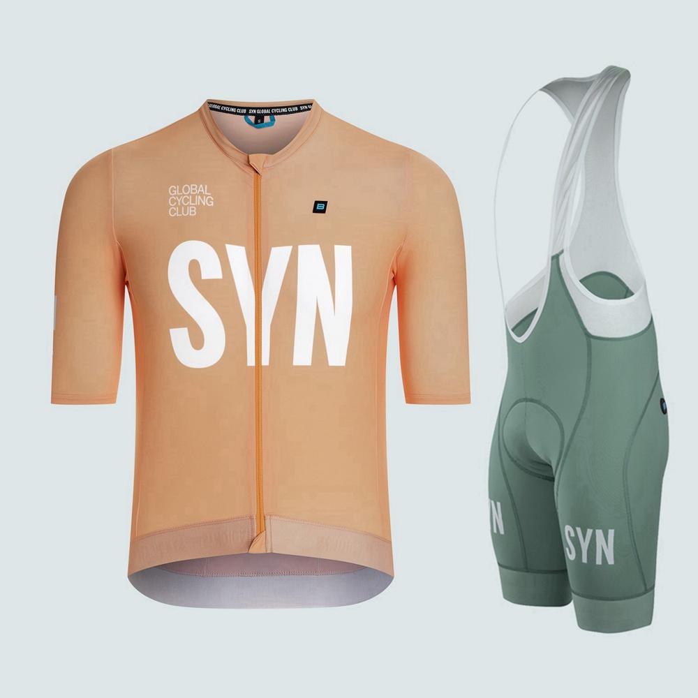 2025 Club Sommer 4-farbiges Team-Rennradanzug-Set Kurzarmtrikot und Trägerhose Team Pro Race Fahrradbekleidung MTB Wear XS