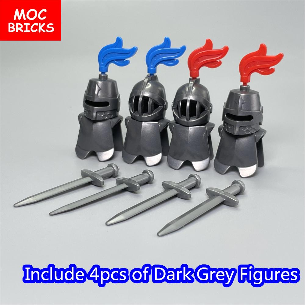 MOC Steine Mittelalter Ritter Statuen Rom Rüstung Schwert Soldaten Waffen Helm Actionfigur Armee Bausteine DIY Puppen Spielzeug