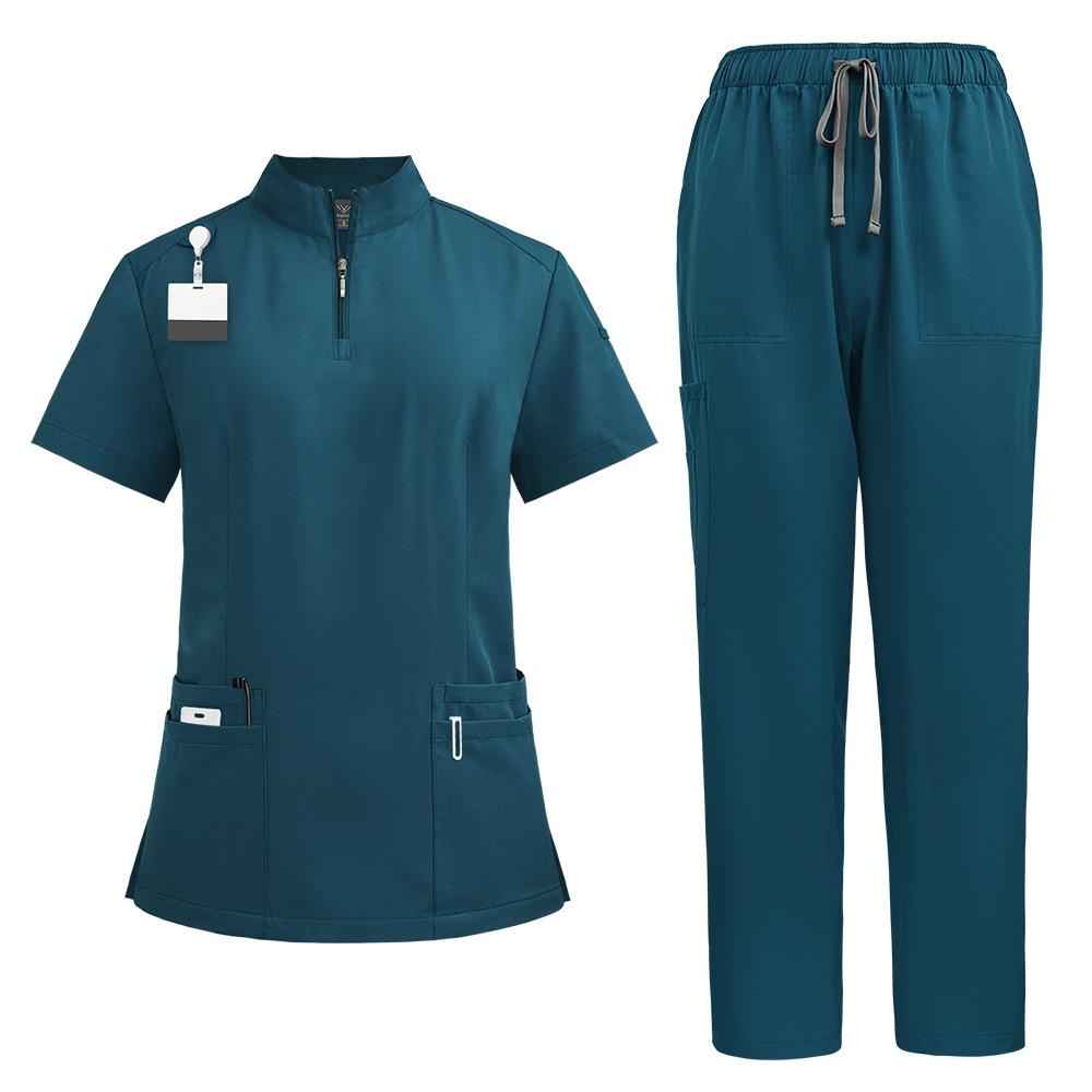 Arzt, Krankenschwester, OP-Uniform, Damen-Peeling-Set, Schönheitssalon, Arbeitskleidung, Klinik-Peelings, Oberteil und Hose, Spa, Pflege-Tunika-Anzug XL pfau blau