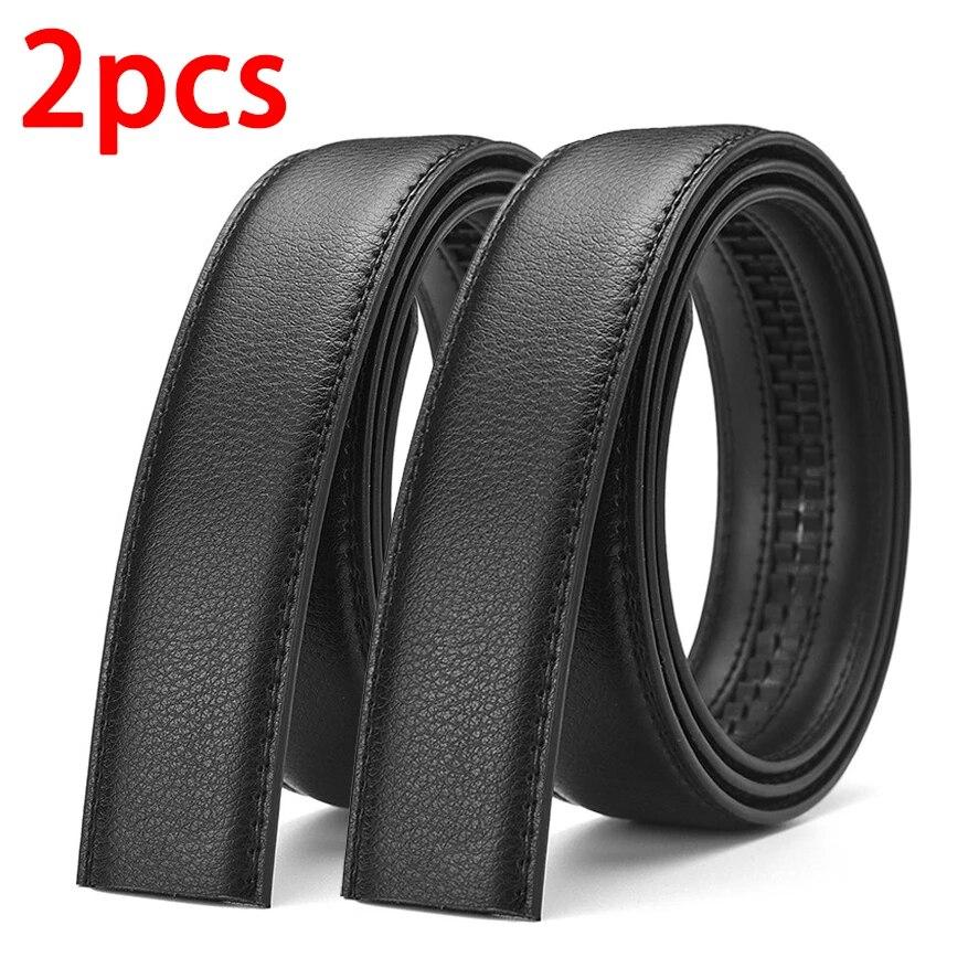 2 Stück Herren Gürtel ohne Schnalle 3,5 cm/1,37 Zoll Breite Marken High-End Gürtel Schwarz Weiches PU-Leder Herren Gürtel Körper Riemen ohne Schnalle 115cm