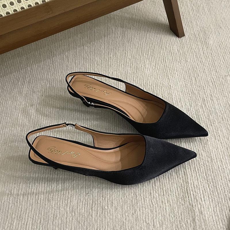 Mode Damen Slipper Schuhe Flache Damen Niedriger Absatz Sandalen Schuhe Mode Spitzschuh Damen Absatzsandalen Pumps Schuhe 39 schwarz