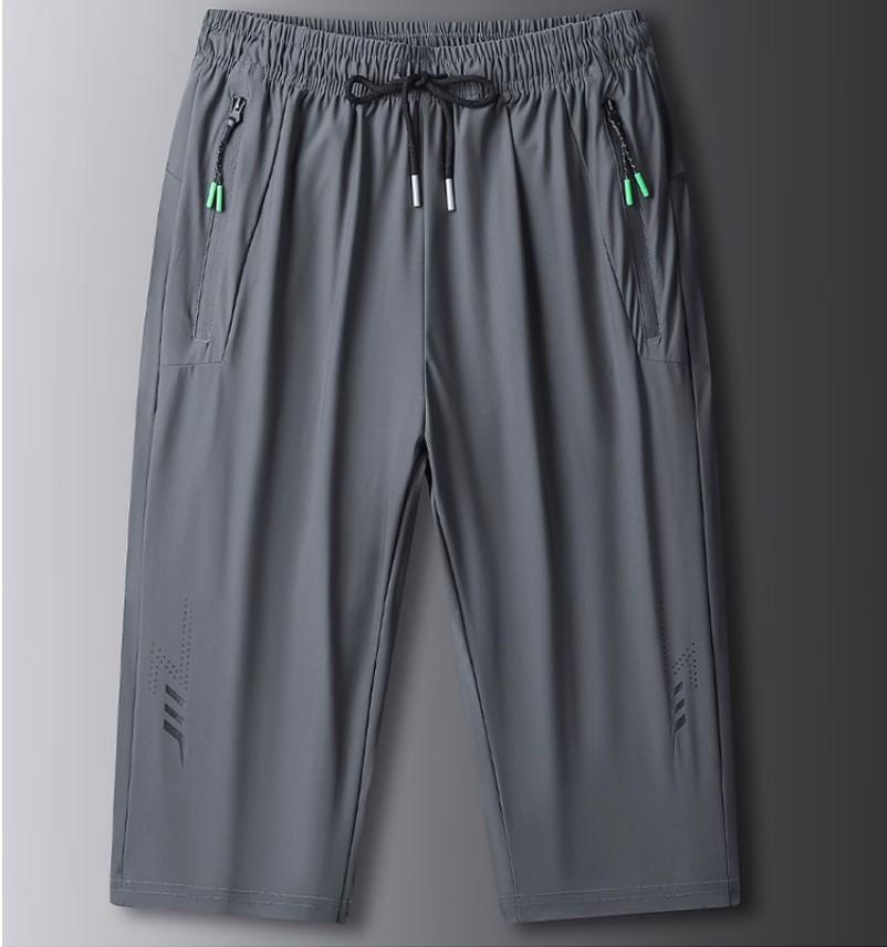 Sommer Jogginghose Herren Freizeithose Eisseide Dünne Einfarbige Cropped Pants Fashion Hip Hop Street Jogginghose Lose Hose L graue