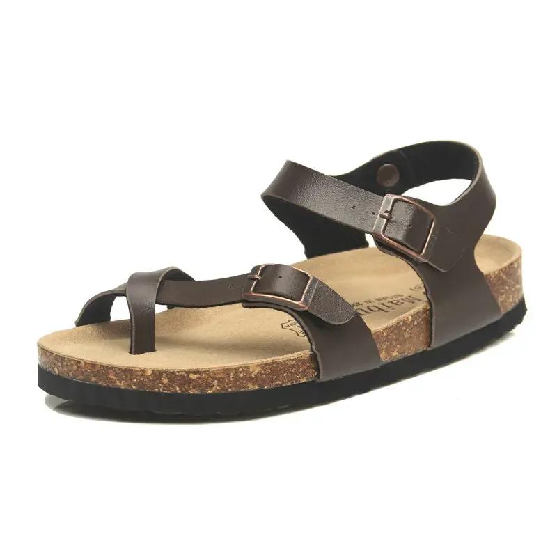 Mode Mode Kork Sandalen Neu Damen Sommer Strand Gladiator Schnalle Riemen Sandalen Schuhe Flach Lässig Damen Strand Hausschuhe 43 black