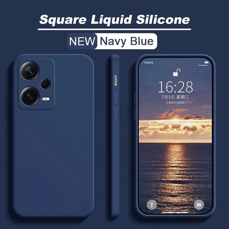 Redmi Note 12 Pro Hülle Quadratische Flüssigsilikon Handyhüllen für Xiaomi Redmi Note 12 Pro Plus Note 12S 4G Note12 5G Redmi 12 4G Soft Cover Redmi Note 12 Pro 4G blau