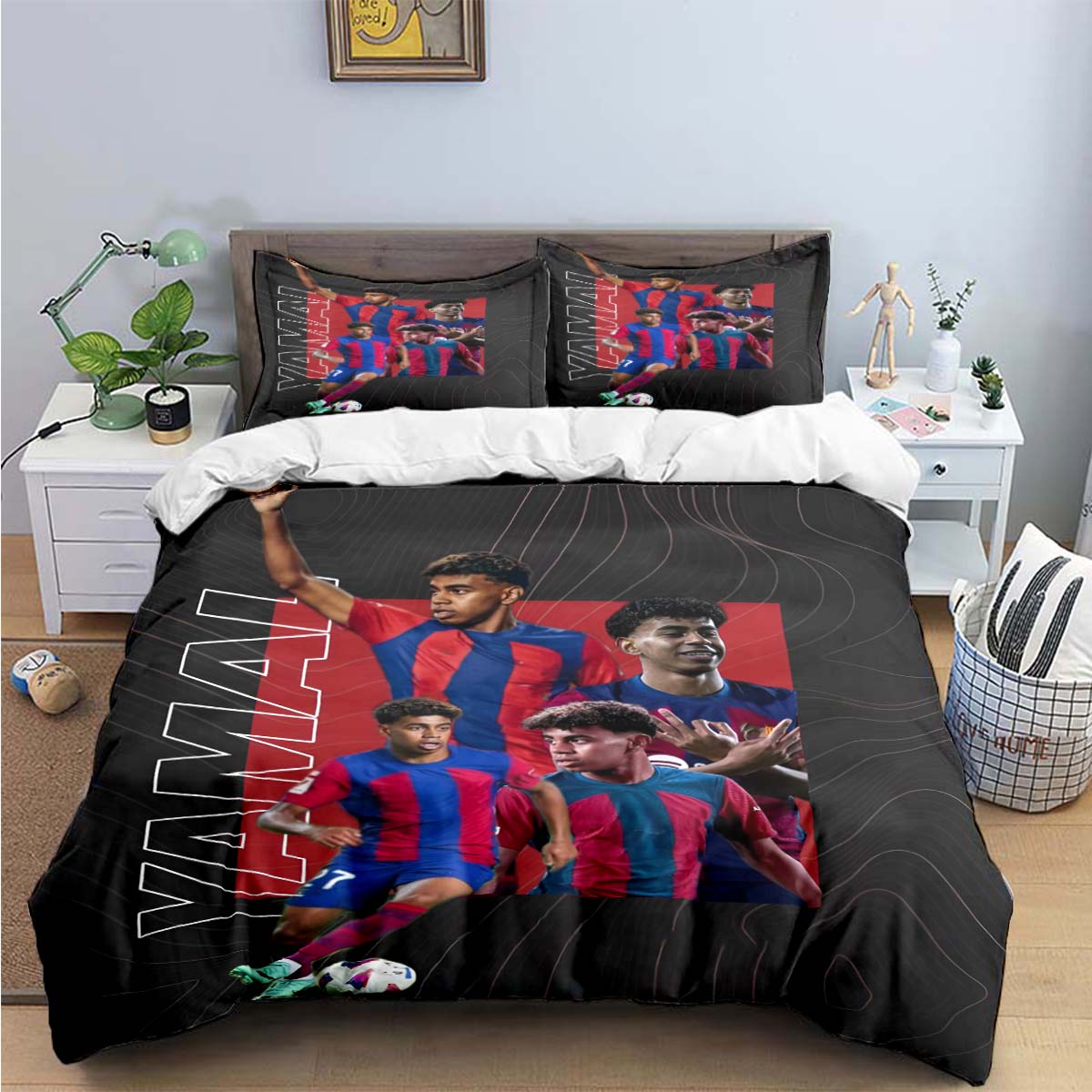 Spanien Fußball Zenozoikum Star L-Lamine Y-Yamal Bettwäsche-Sets Bettwaren-Set Bettbezug Bettdecke-Set Bettwäsche-Set Geschenk EU SK(260*220cm)3pcs