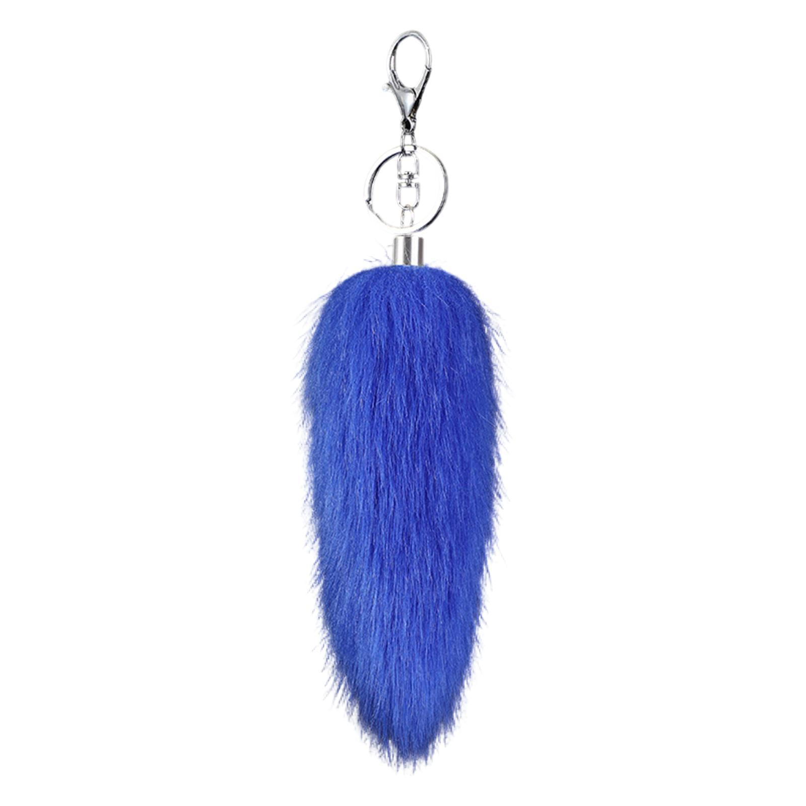 16cm Langer Tier Schwanz Schlüsselanhänger aus Kunstfell Weicher Taschenanhänger Handtaschen Telefon Zubehör Auto Schlüssel Dekoration und Zubehör dunkelblaue