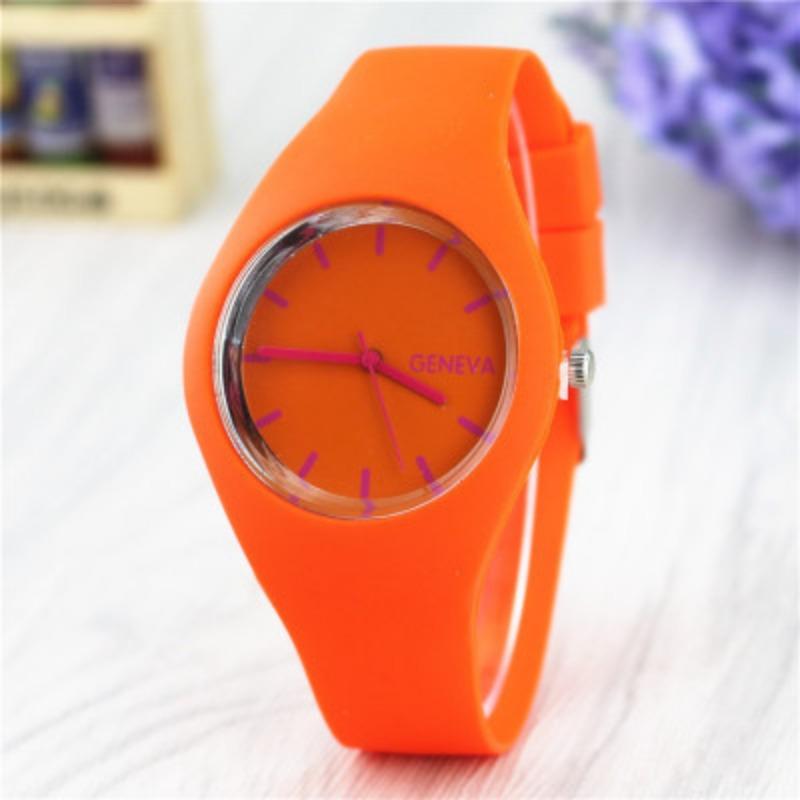 Silikon Uhr Mode Jelly Candy Genf Herrenuhr Damenuhr Quarz Ultra-dünne Uhr orange