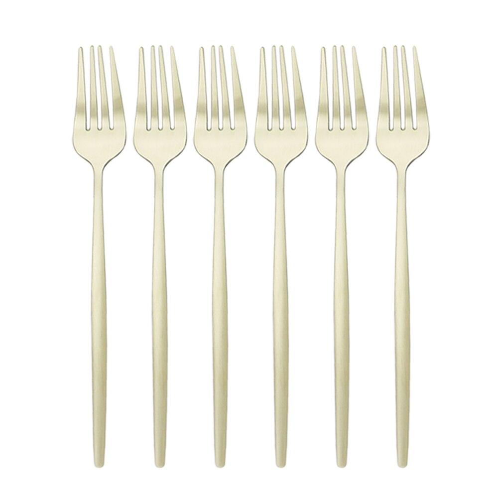 6 Teile/satz Gold Besteck Set Edelstahl Abendessen Gabel Set Dessert Kuchen Gabel Obst Salat Gabel Geschirr Set Küche Besteck set champagner
