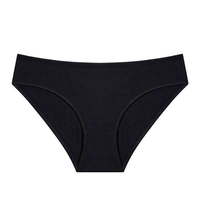 FINETOO Baumwollslips mit mittlerer Taille für Damen Komfort-Lingerie Einfarbige Unterhosen Weiche Unterwäsche Atmungsaktive Slips S schwarz