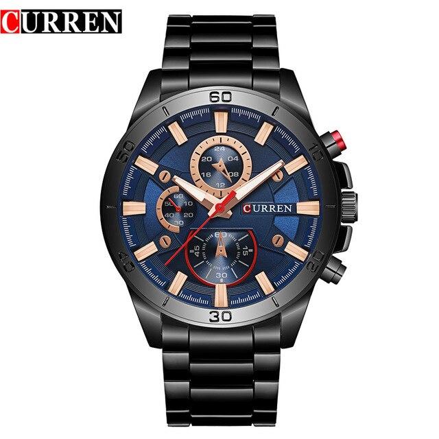 Mode Voll Edelstahl Uhren Top Marke CURREN Casual Herren Uhr Analog Sport Armbanduhr Quarzuhr Männlich Erkek Saat blau