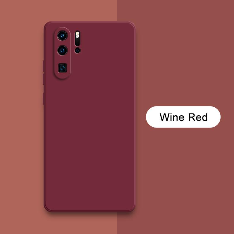 Luxuriöse, quadratische Hülle aus flüssigem Silikon für Huawei P30 Pro Lite, weiche Kanten, schützende Telefonrückseite, HuaweiP30 P 30 P30Pro Capa Huawei P30 Lite wein rot