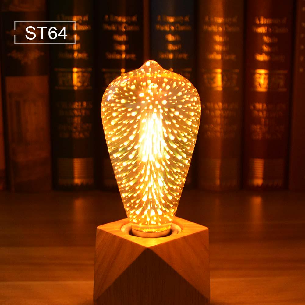 Neuheit 3D-Feuerwerk-Effekt Vintage Edison-Lampe E27 110 V-220 V Weihnachtsdekoration Lichter A60 ST64 G80 G95 G125 Weihnachtsfeier Heimdekoration ST64 warm weiße
