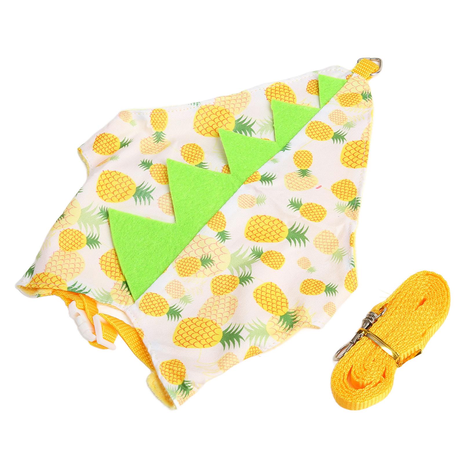Kaninchenkleidung Leine und Geschirr Set Weiches Polyester Warm Gelb Ananas Muster Verstellbar Kaninchen Kostüm Geschirr S S