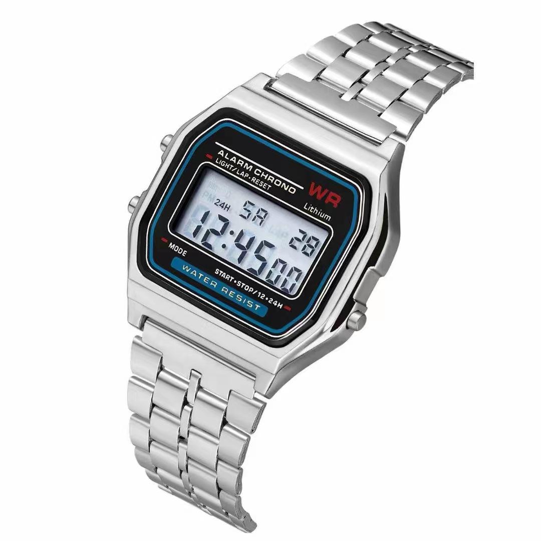 F91W Band Uhr Wasserdicht Retro Digitale Edelstahl Sport Militär Uhren Männer Frauen Luxus Elektronische Handgelenk Uhren Uhr weiß