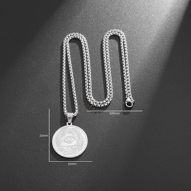 Edelstahl Beleuchtung Party Halskette Augen Göttlicher Anhänger Beleuchtung Paar Münzen Medaillen Anhänger Halskette Schmuck gray