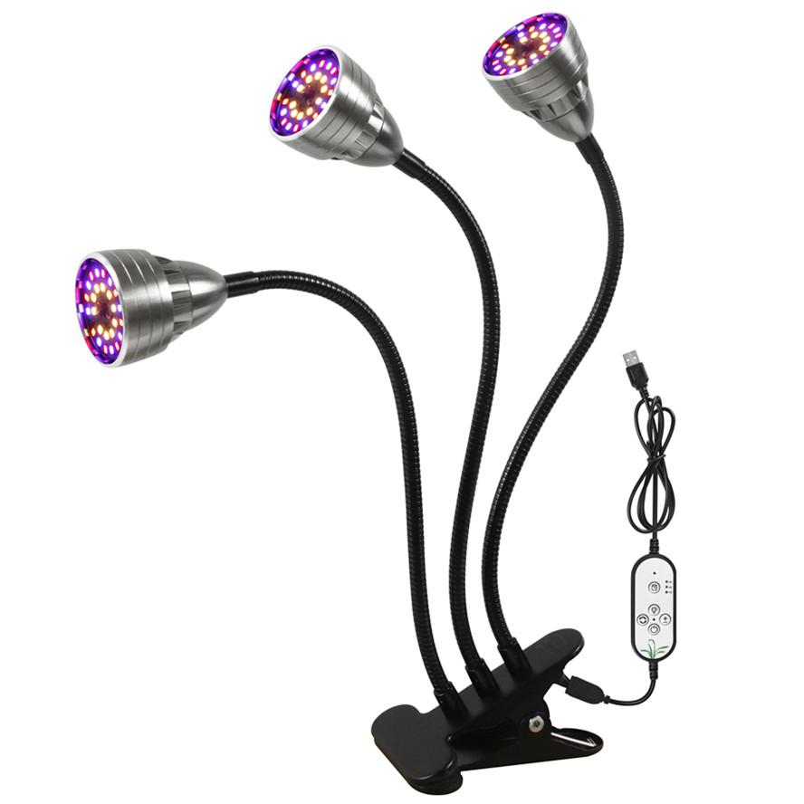 DC5V USB LED Pflanze Wachsen Licht 4 köpfe blume Rot Blau licht Phytolamps Timer Wasserdicht Desktop Clip Phyto Lampen blumen Grow Box 3 Head