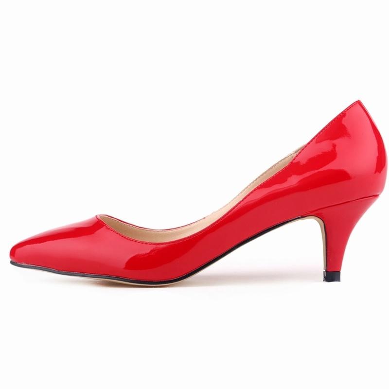 Klassische sexy spitze niedrige Med Kitten Heels Damen Pumps Schuhe Frühling Markendesign Hochzeitskleid 40 rot