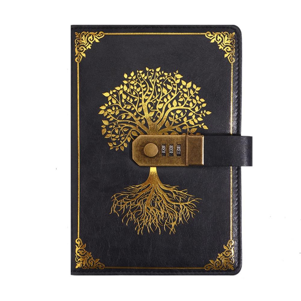 Tagebuch A5 Notizbuch mit Schloss zum Schutz von Geheimnissen Reisetagebuch Büro Schulbedarf Style2-Black